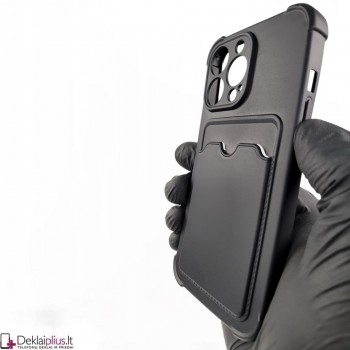 Anti-Shock dėklas su kišenėle - juodas (Apple Iphone 13 Pro)